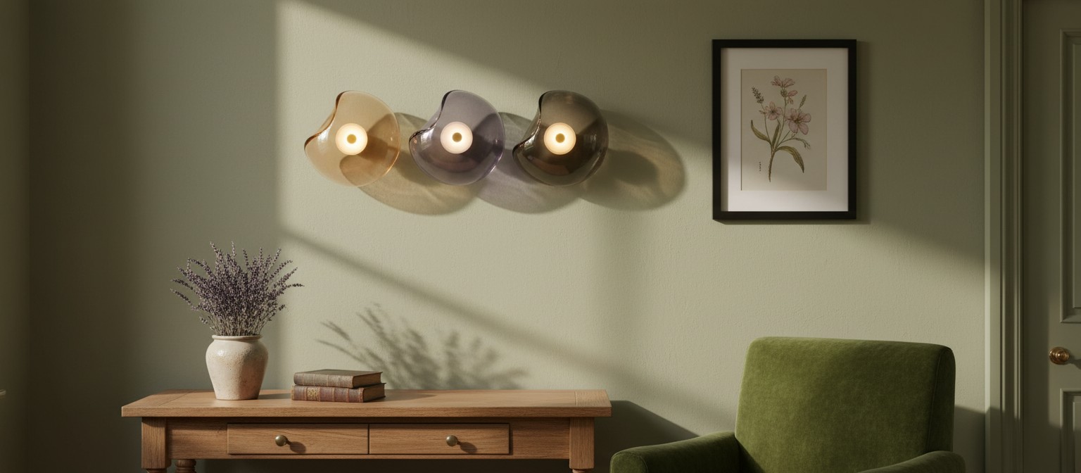 Lunacrest Curved Wall Light displayed on a wall above a console