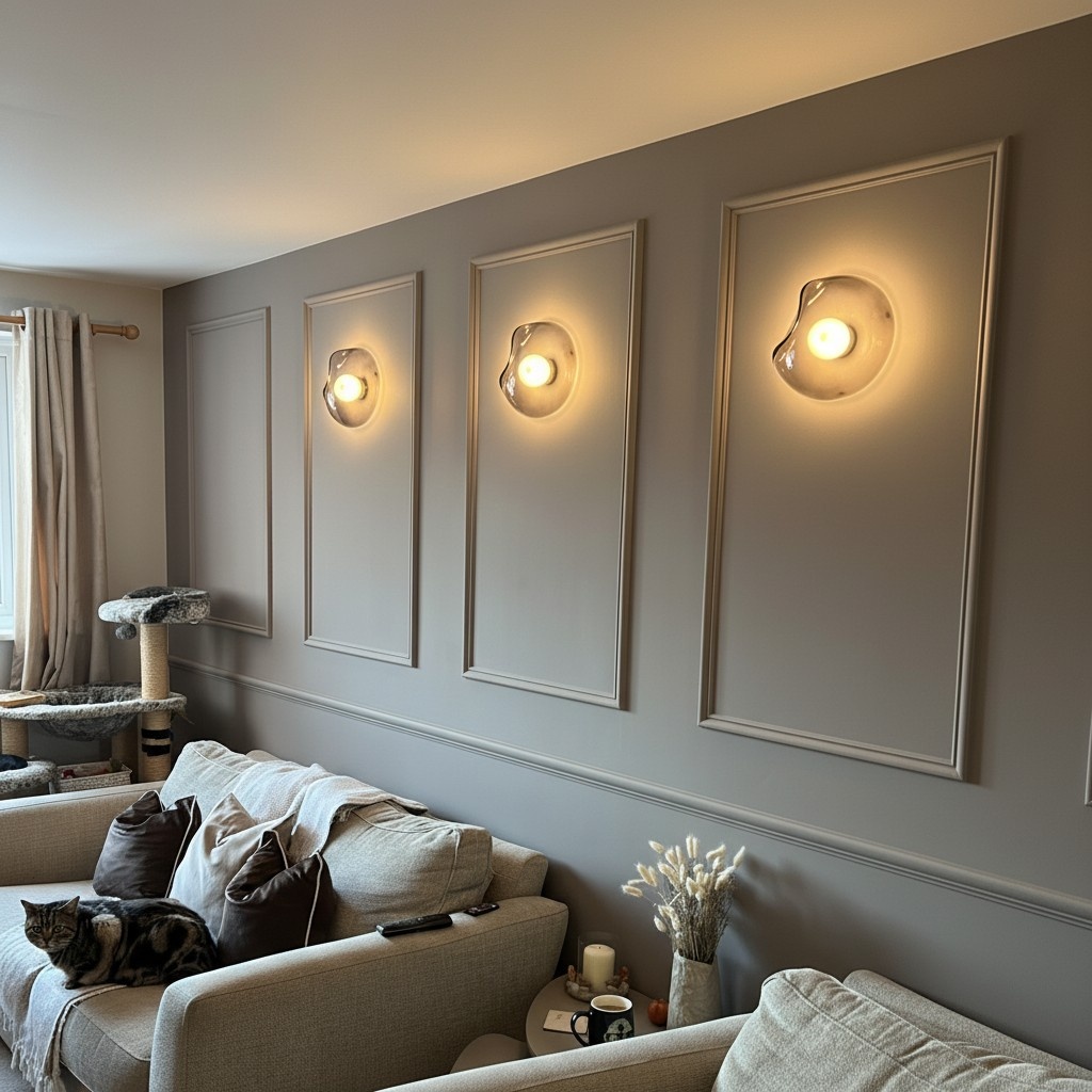Real customer photo showing multiple Lunacrest wall lights