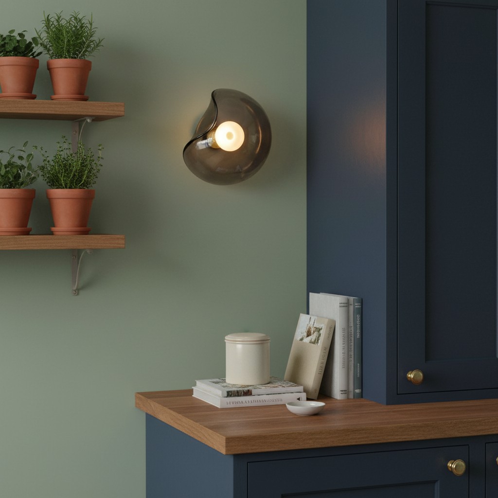 Lunacrest wall light beside shelves