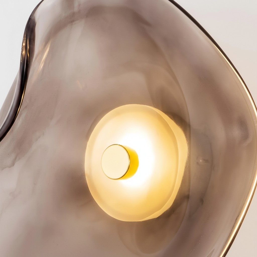 Close-up detail of the Lunacrest curved glass shade