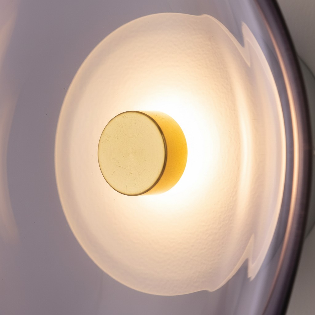 Close-up detail of the Lunacrest wall light glowing centre