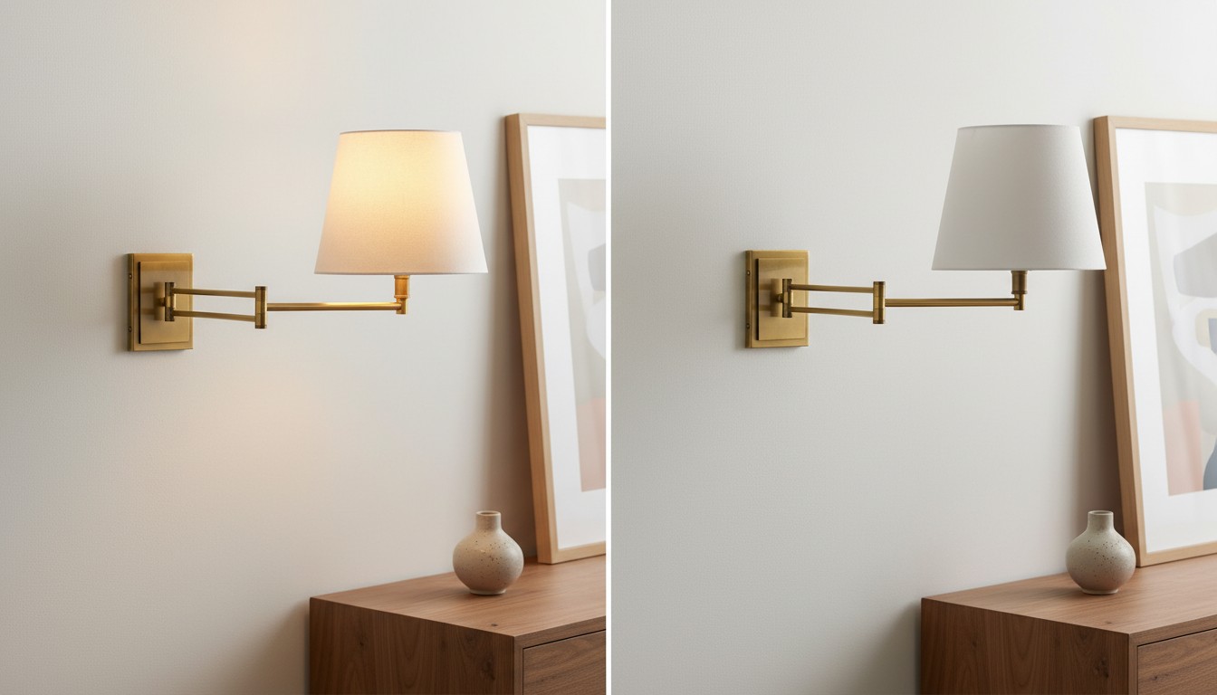 Arcuma wall sconce turn on and off effect comparison
