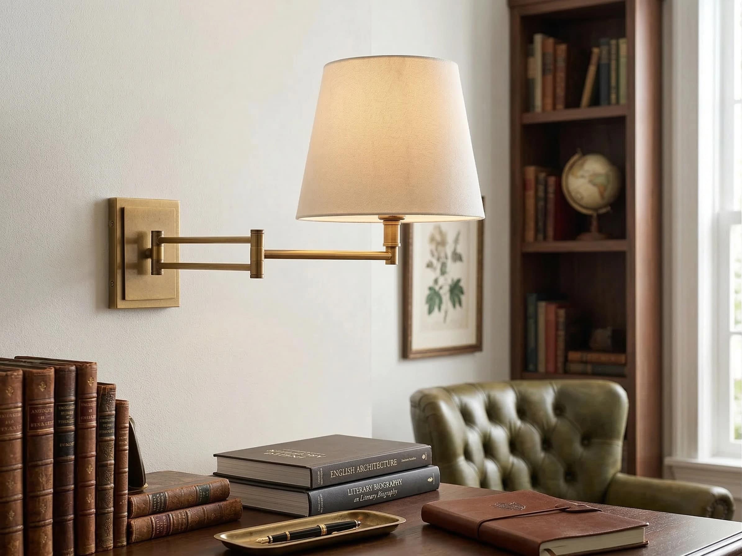 Arcuma wall light in library seating scene