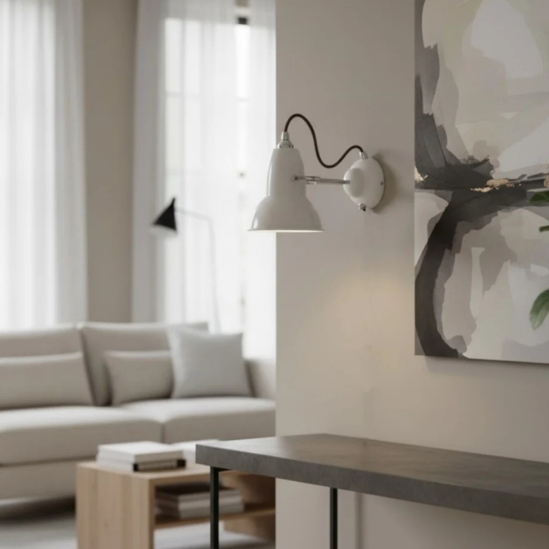 White wall light in modern room