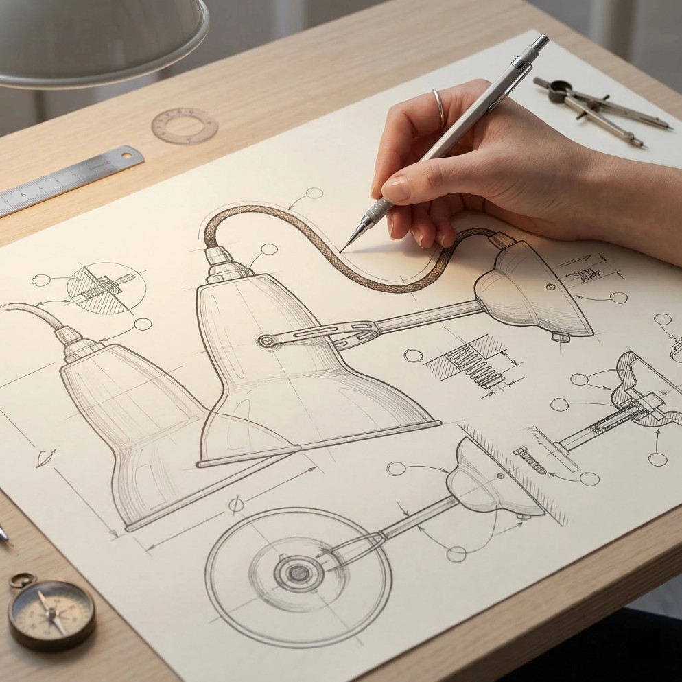 Wall light design concept drawing