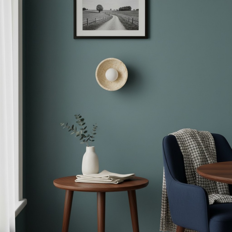 Travertine wall light in a living room scene