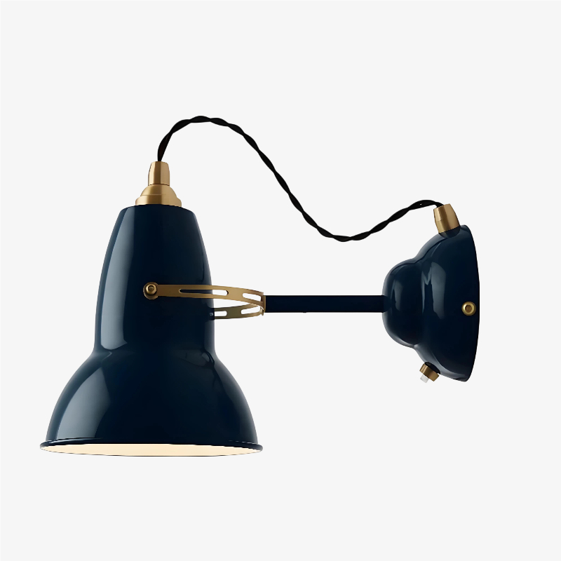 Blue with brass wall light