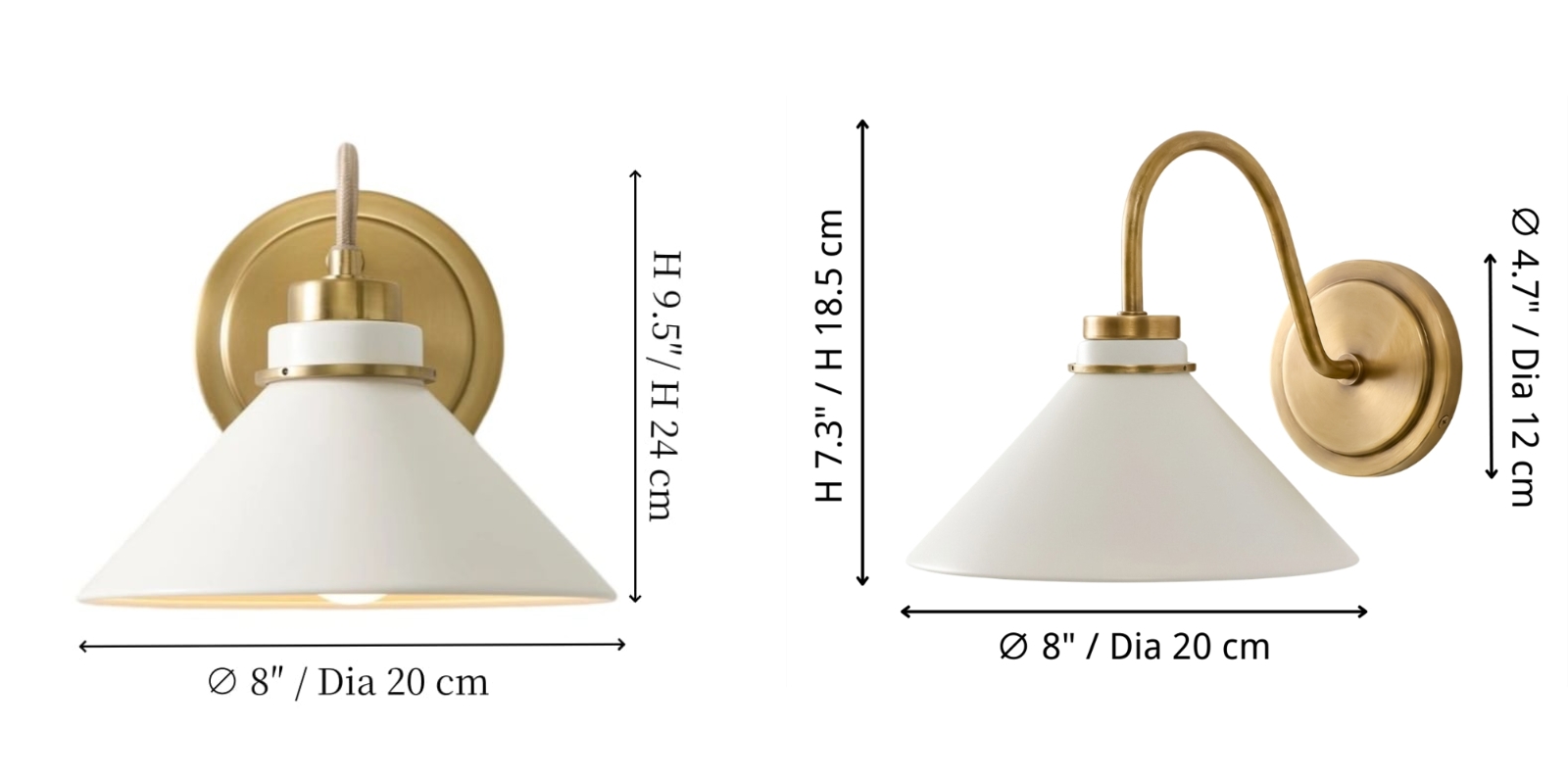 Aurenza wall sconce size diagram