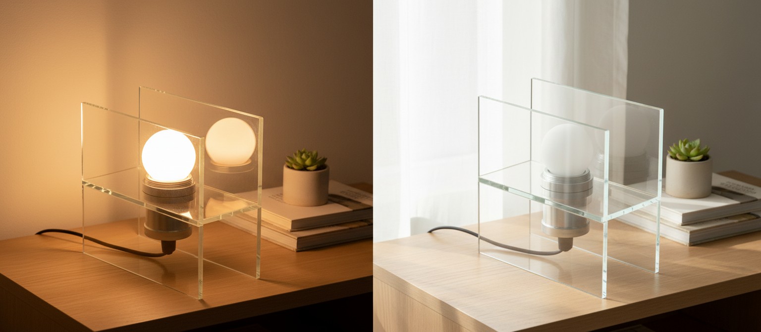 Sunset Gradient Desk Lamp light effect comparison