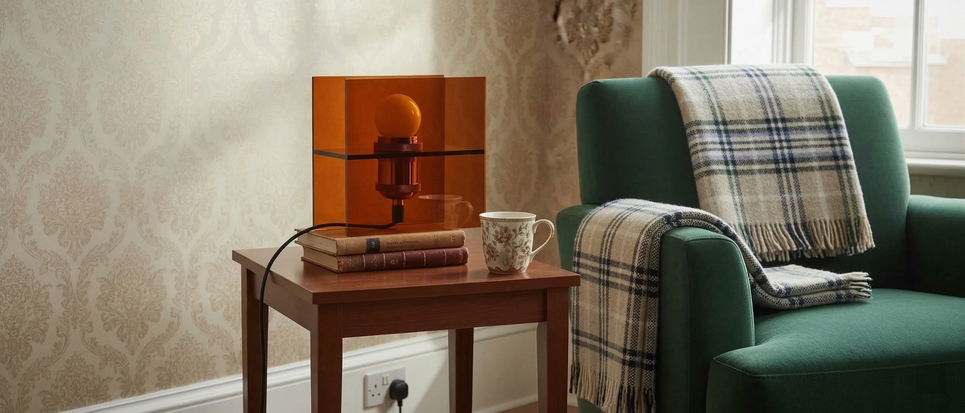 Sunset Gradient Desk Lamp styled beside a chair