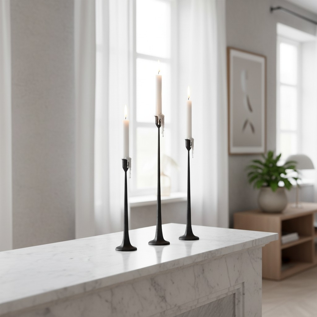 Tegna candle holders on a modern marble surface