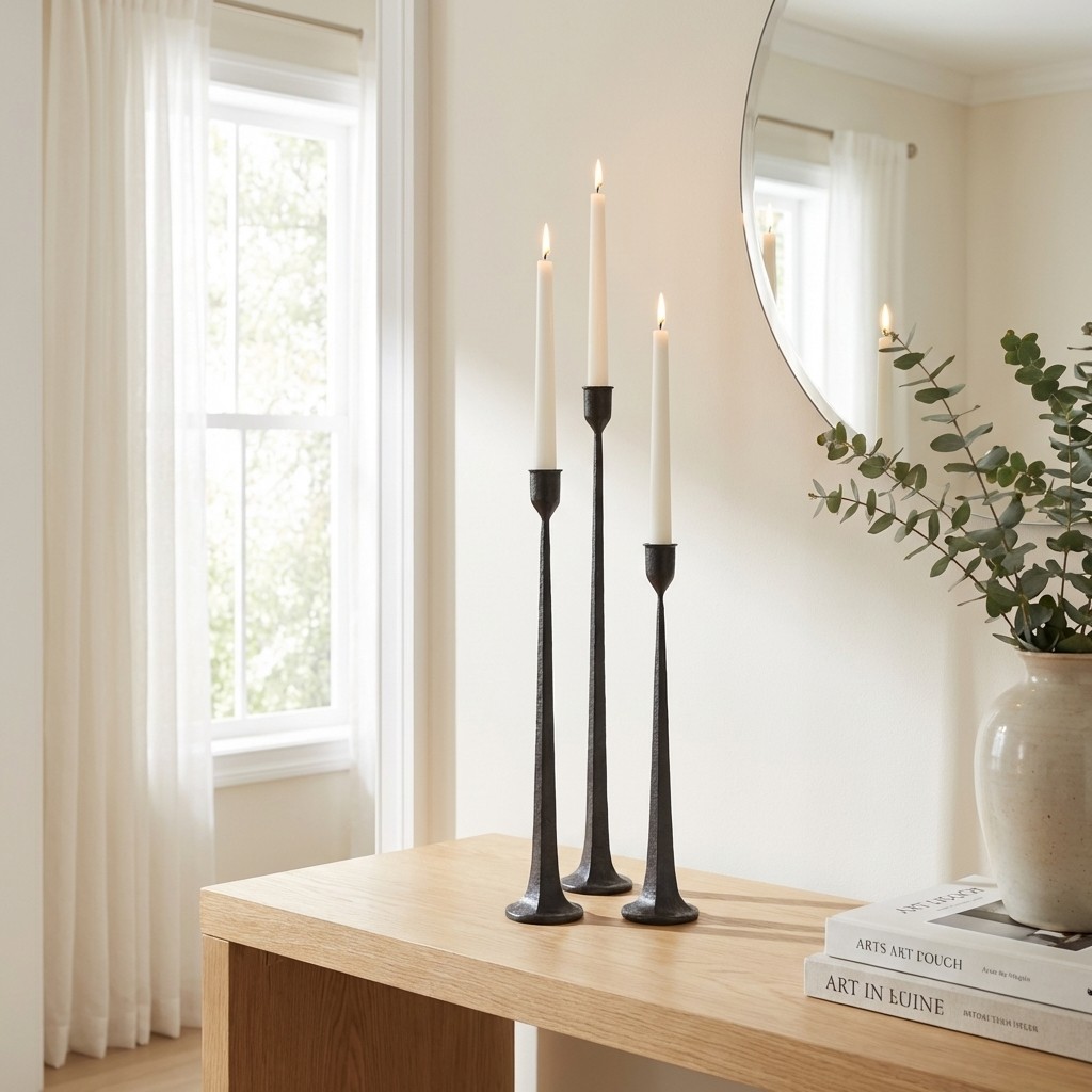 Tegna candle holders displayed beside a bright window