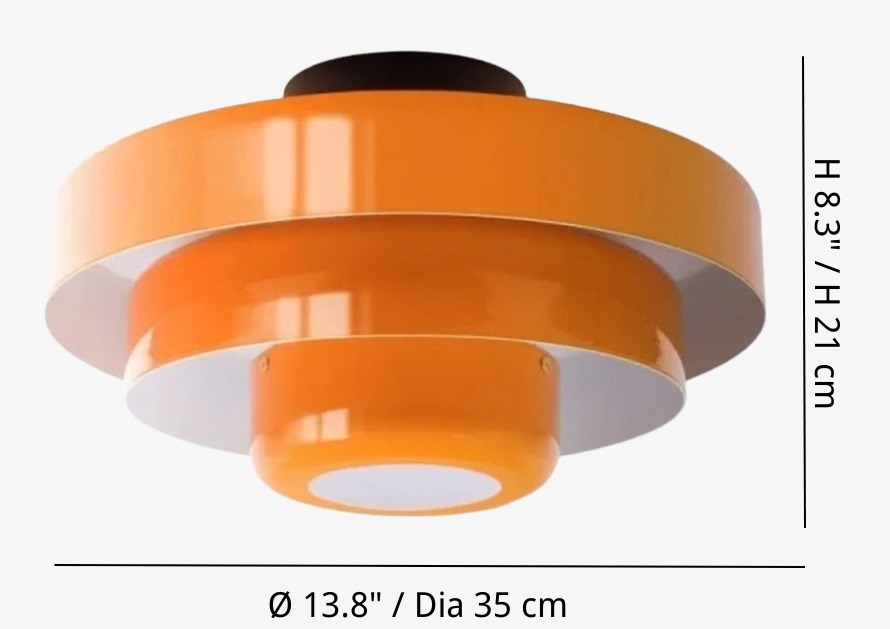 Product size diagram for the Veleora Bauhaus Three-Tier Round Lamp