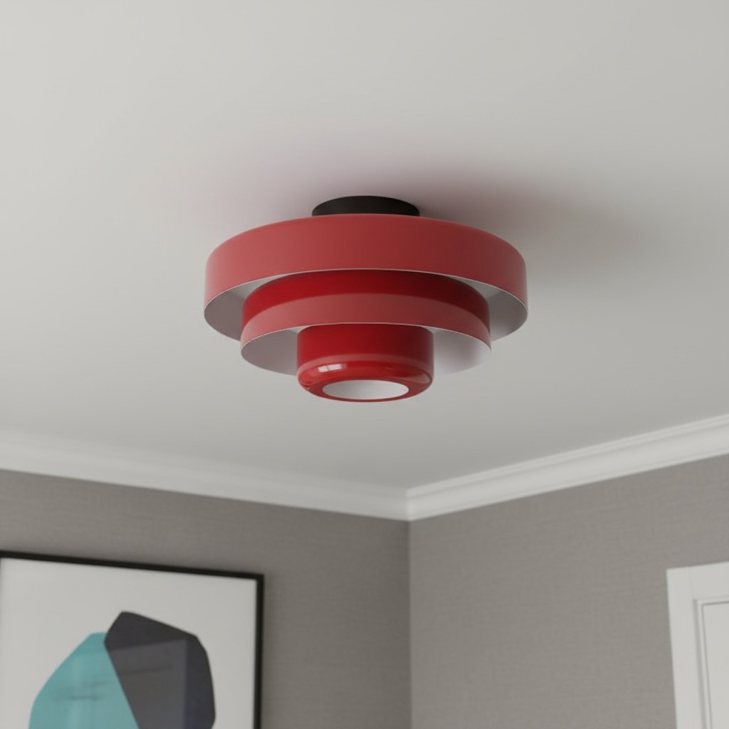 Orange Veleora Bauhaus ceiling lamp in a patterned interior