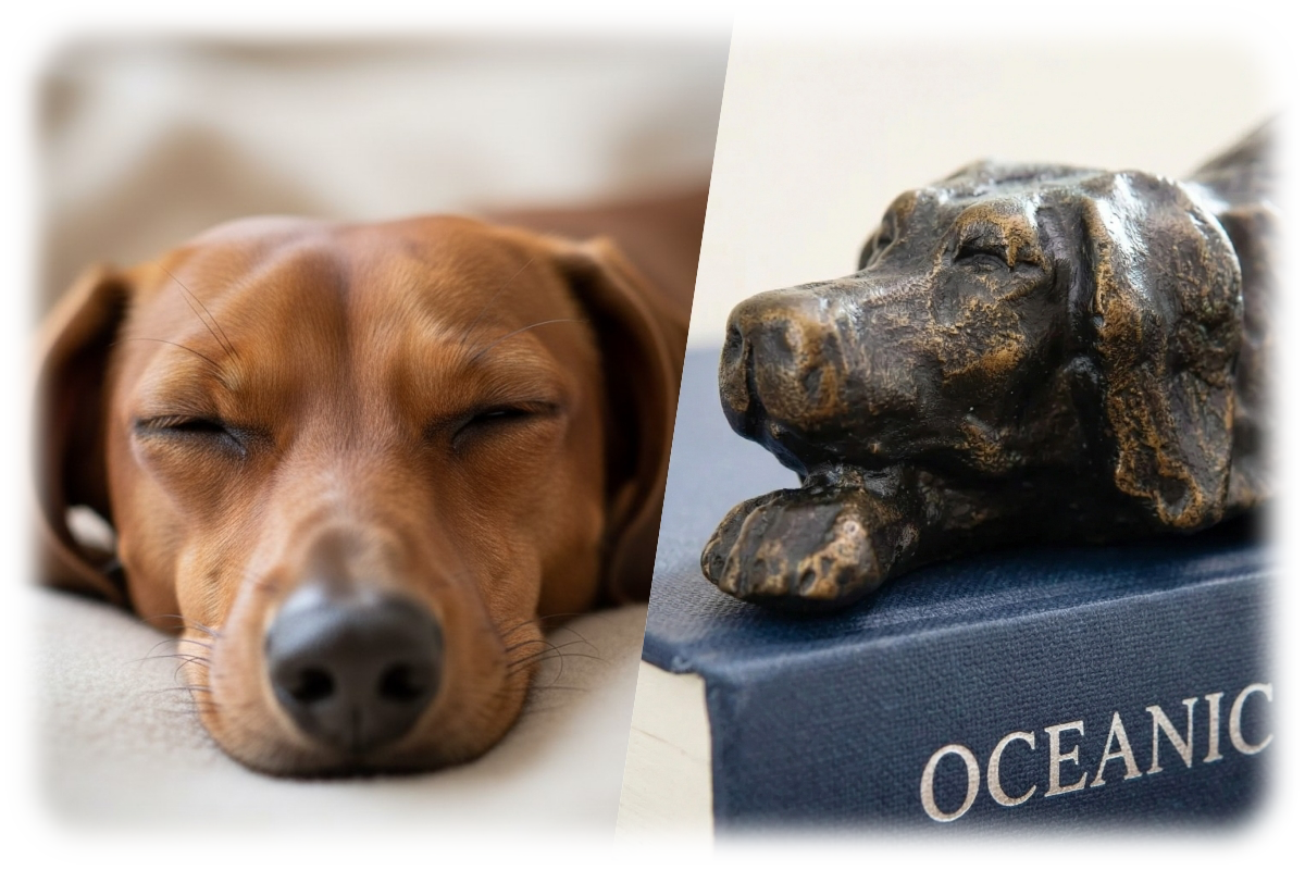 Floxo Lazy Dog Sculpture head design detail