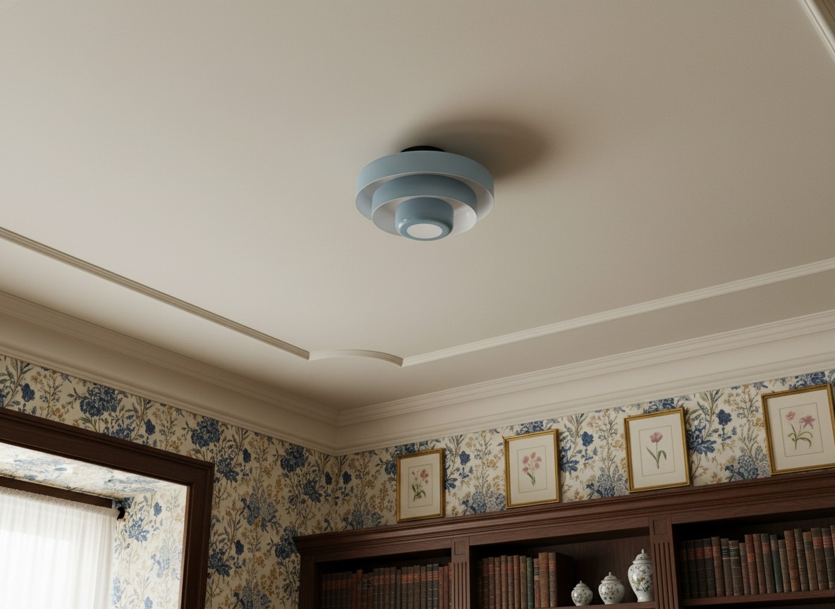 Light blue Veleora Bauhaus ceiling lamp in a room