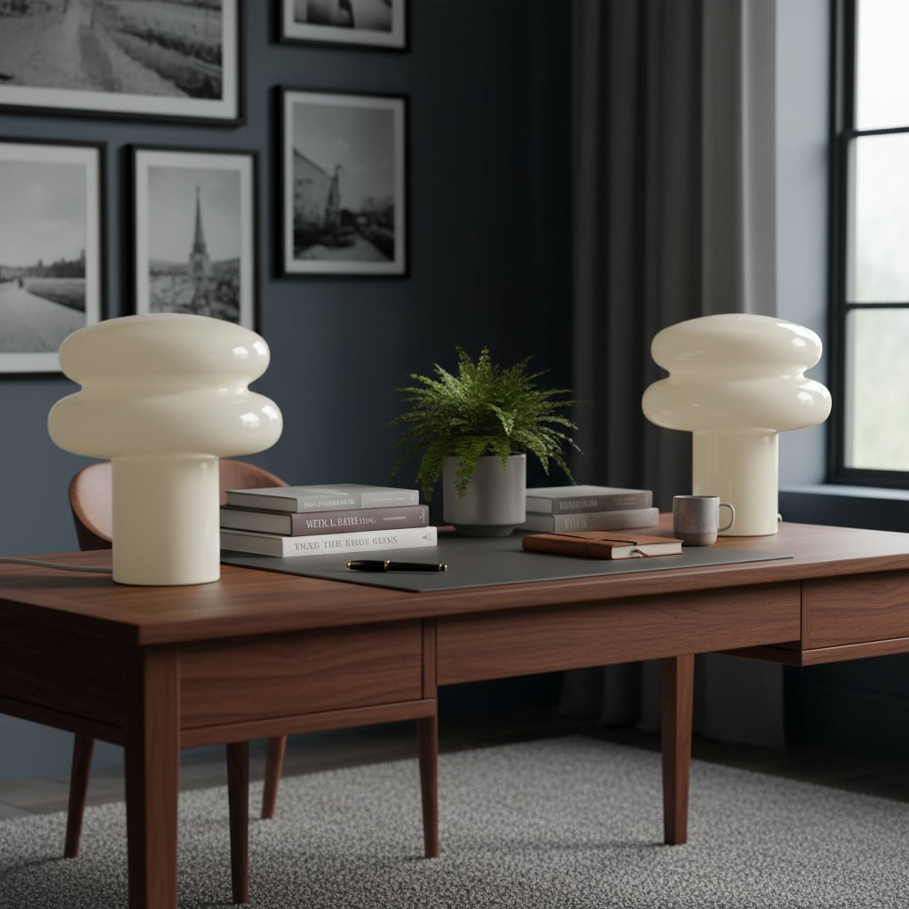 White Orra lamps on a modern desk