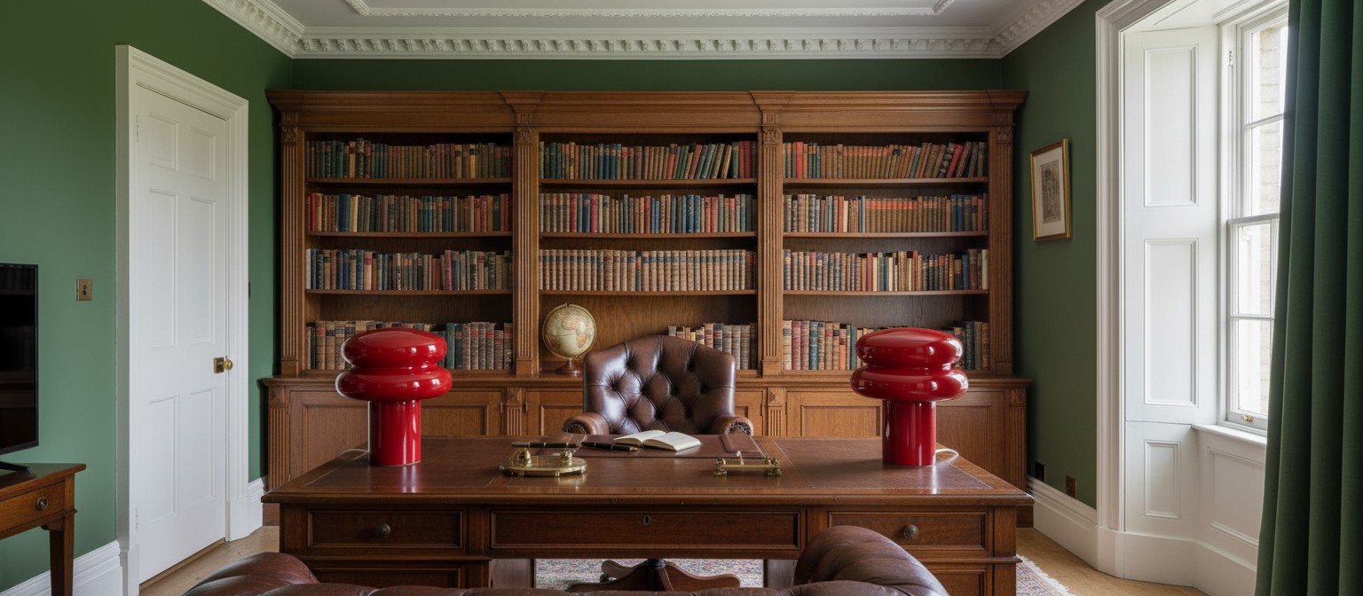 Orra Glass Table Lamp in a library room