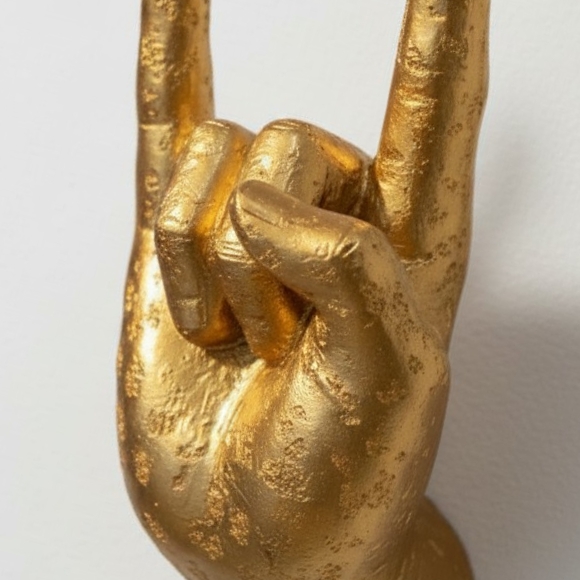 Close detail of the textured gold finish