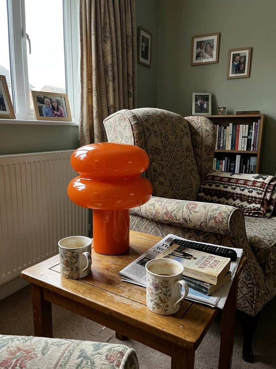 Orange Orra lamp in a customer home