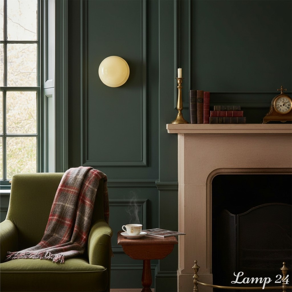 Yellow Orra wall sconce fireplace scene