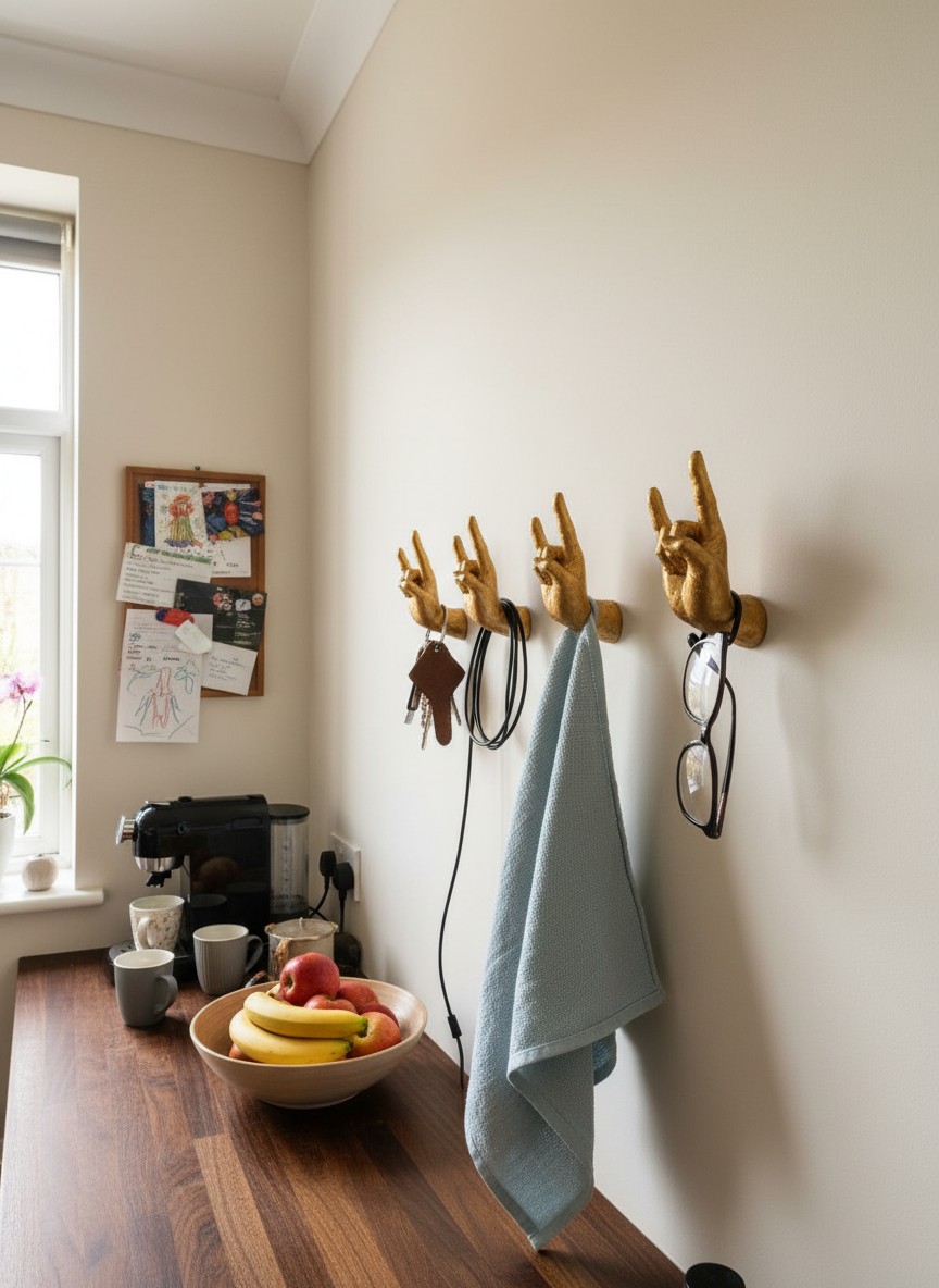 Customer photo of gold rock hand hooks in a home