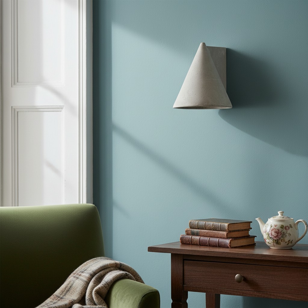 Gray Concrellia wall lamp in a blue room