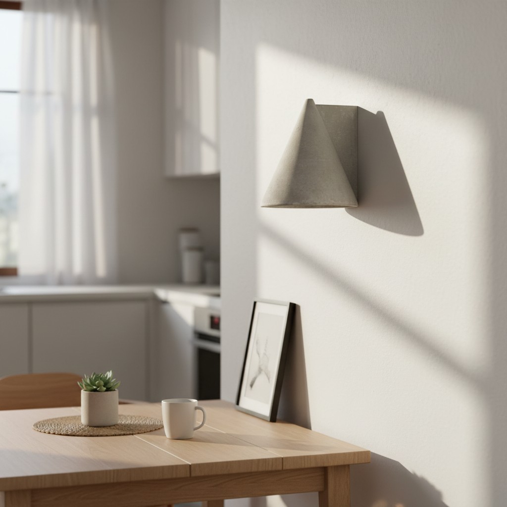 Gray wall lamp in a bright kitchen scene