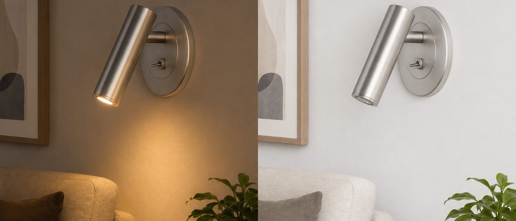 Slimlux wall light on and off effect comparison