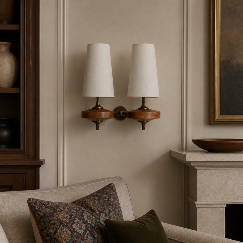 White Luvora double wall light scene