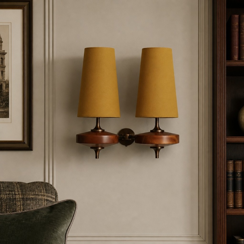 Yellow Luvora double wall light scene