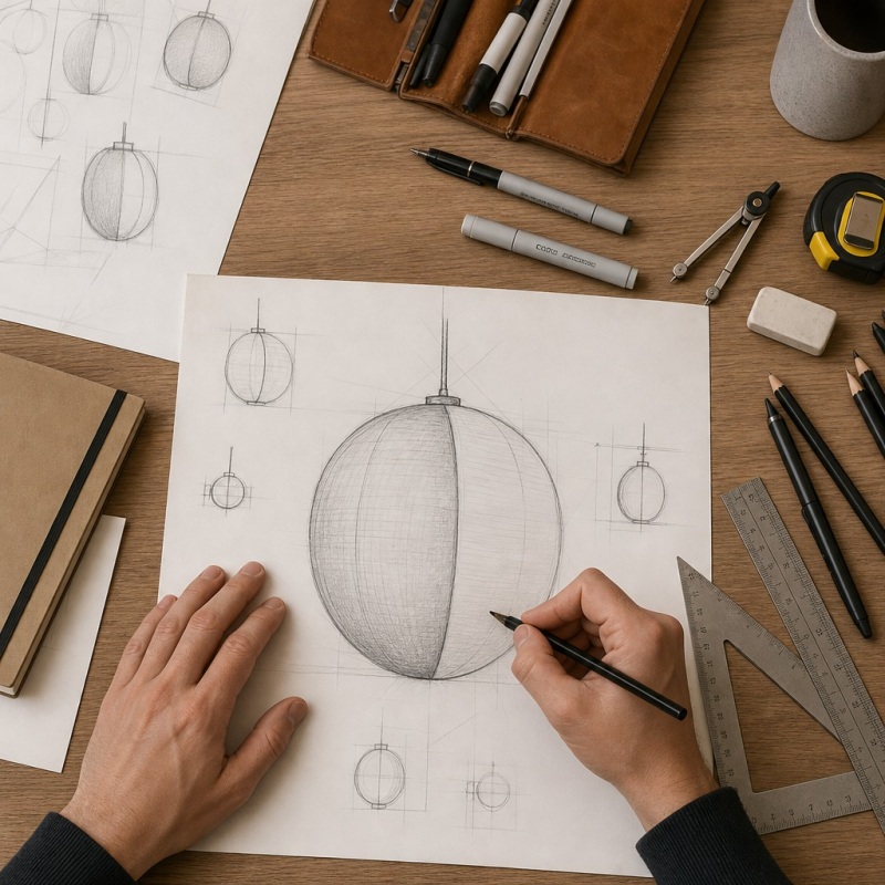 Diora pendant light design sketch concept
