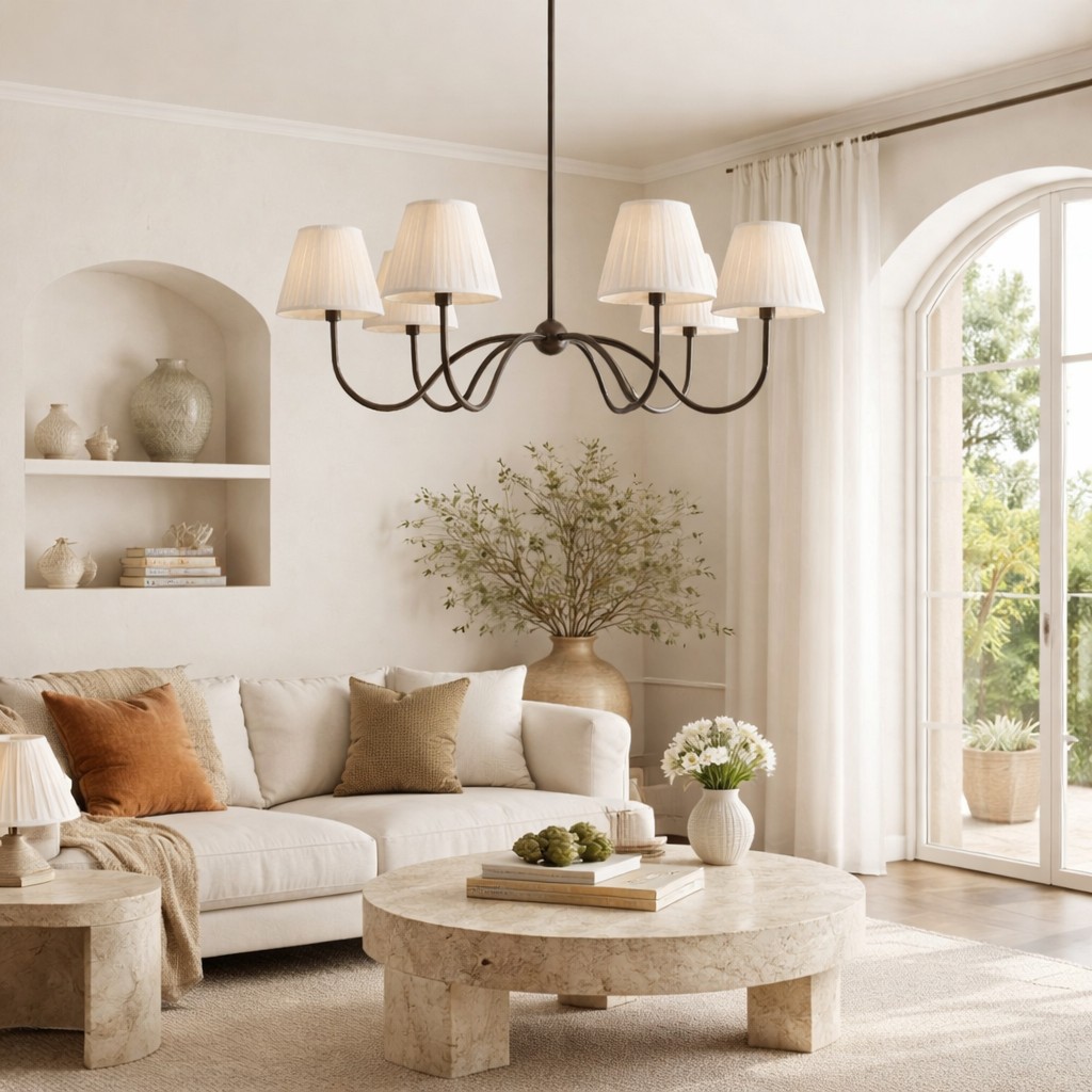 Luvora chandelier in a bright lounge scene