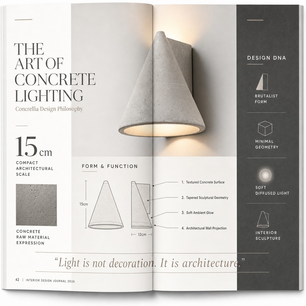 Professional design presentation for the concrete wall lamp