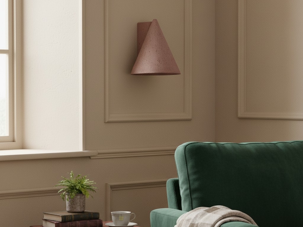 Brick red Concrellia wall lamp in an interior setting