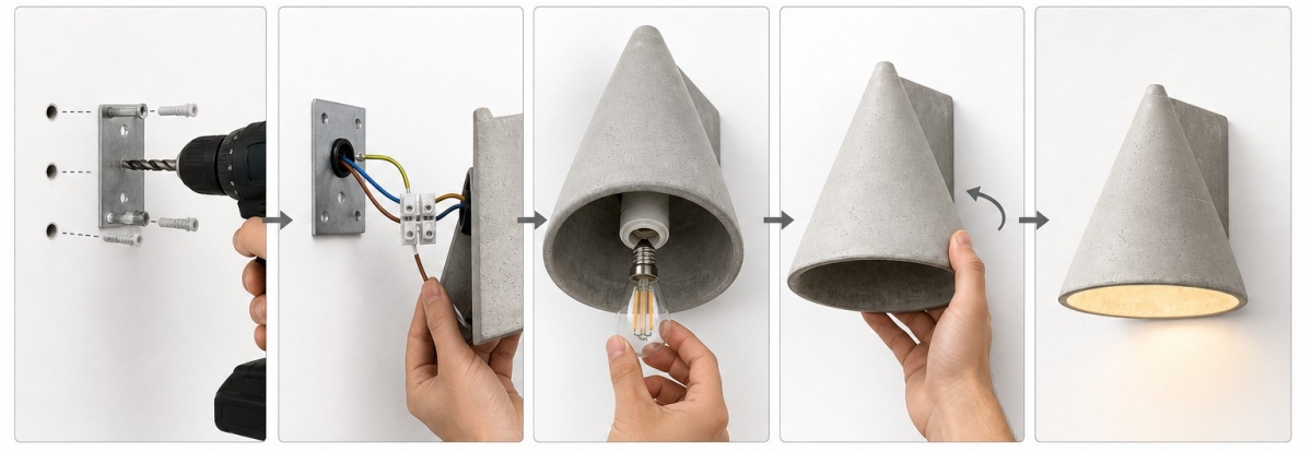 Concrellia wall lamp installation steps