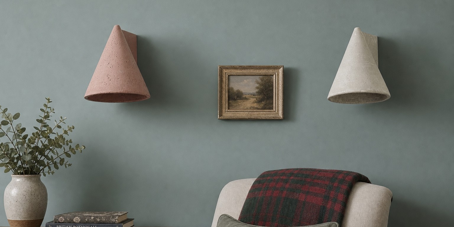 Gray and brick red Concrellia wall lamp color options