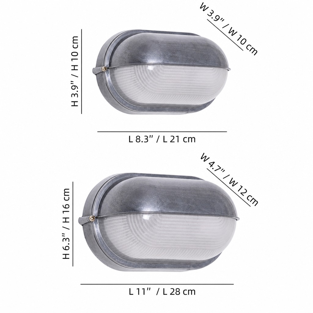 Docka outdoor wall sconce size diagram