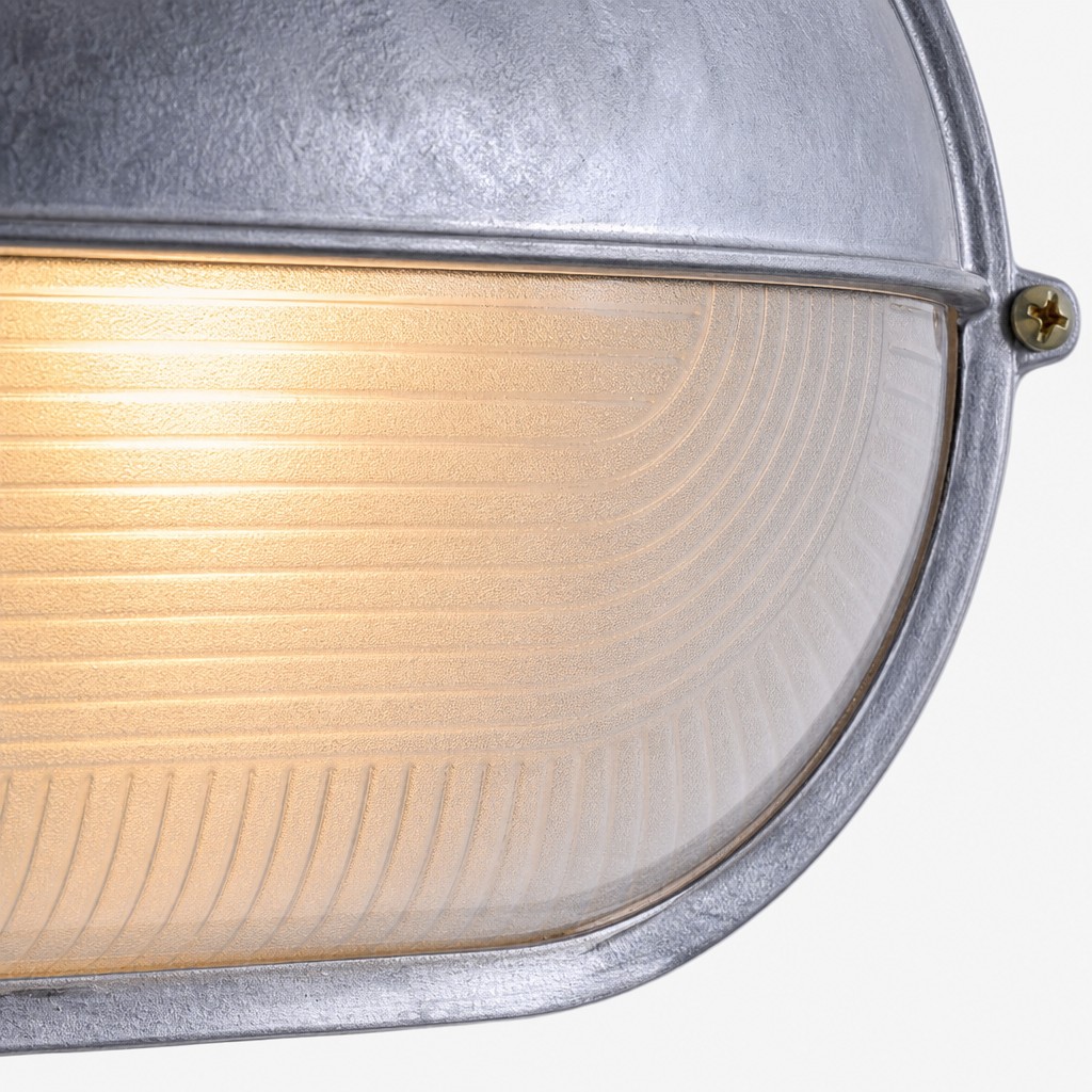 Close-up of Docka ribbed glass and metal shade