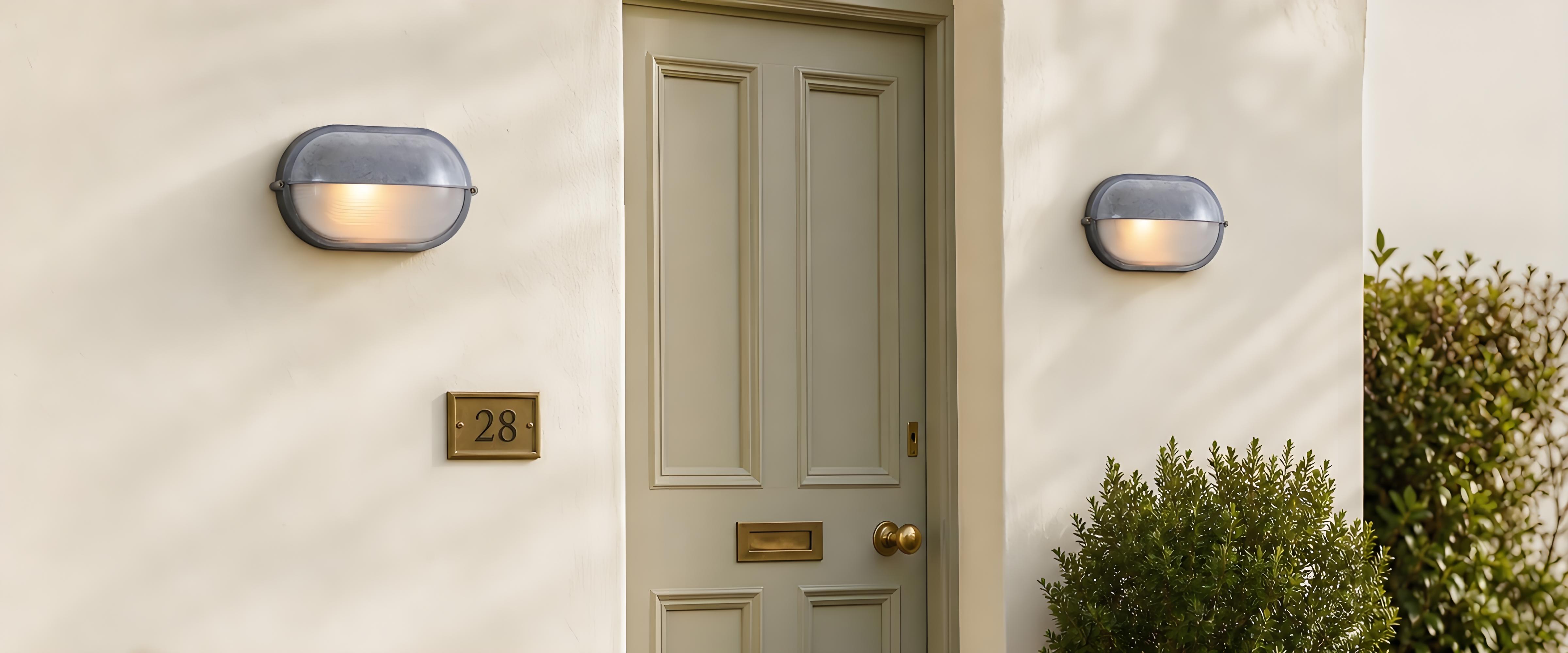 Docka outdoor wall sconce installed beside an exterior doorway