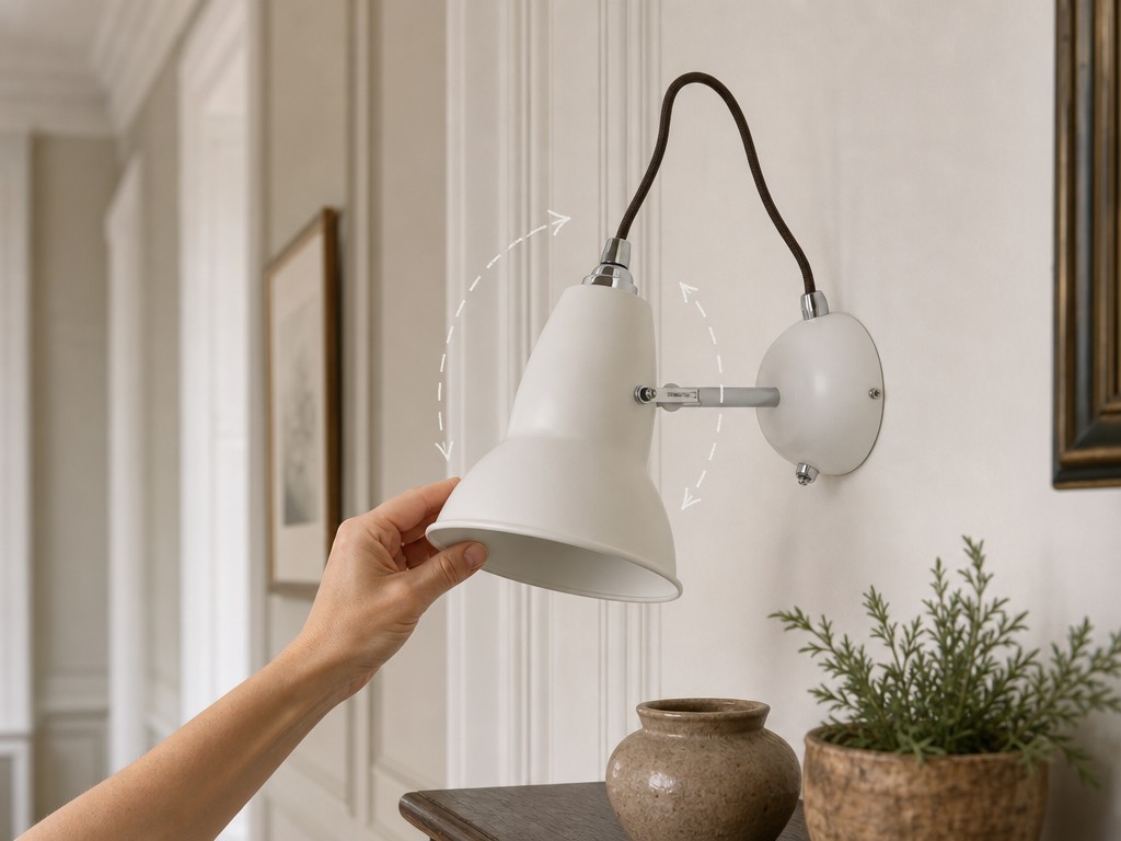 Adjusting the wall light shade by hand