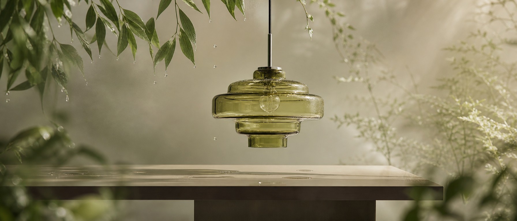 Modern retro pendant light room display