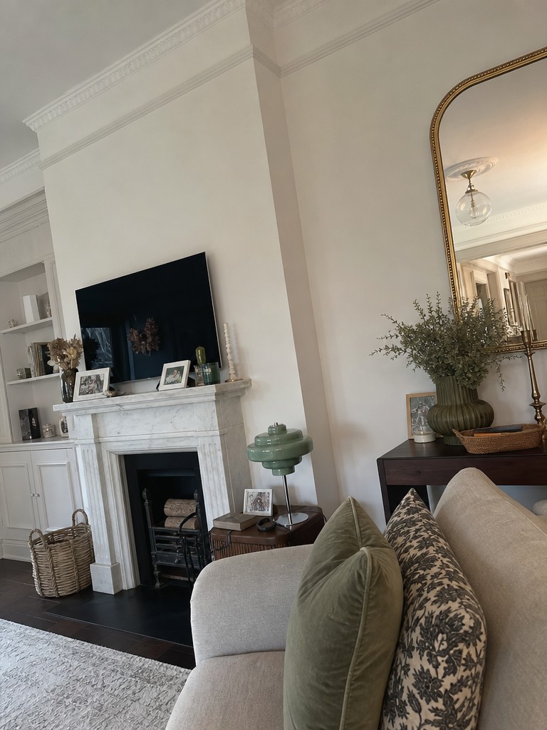Customer room photo featuring a green Koloro table lamp