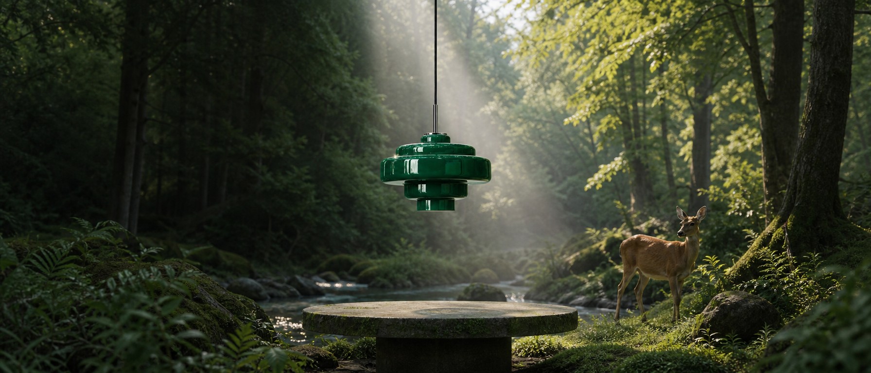 Retro colored glass pendant light scene