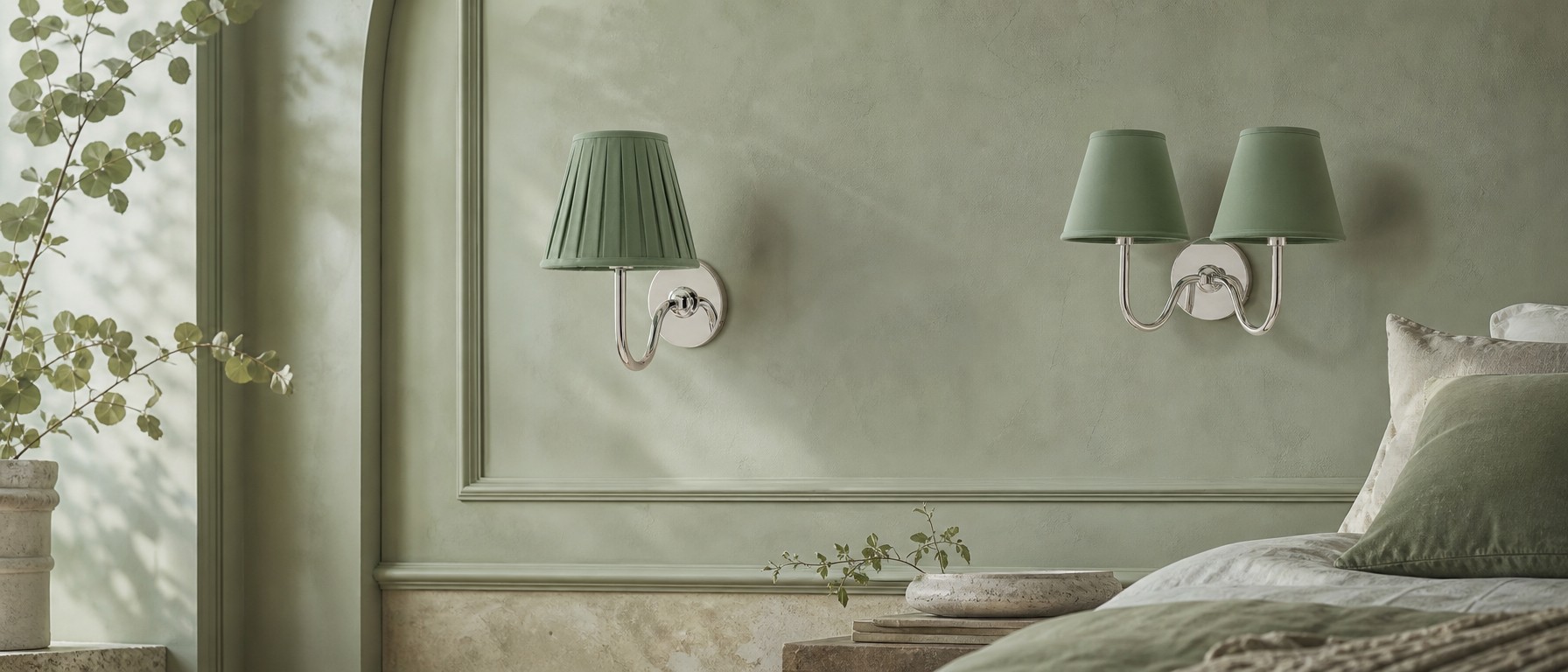 Fabric shade wall lamp room scene