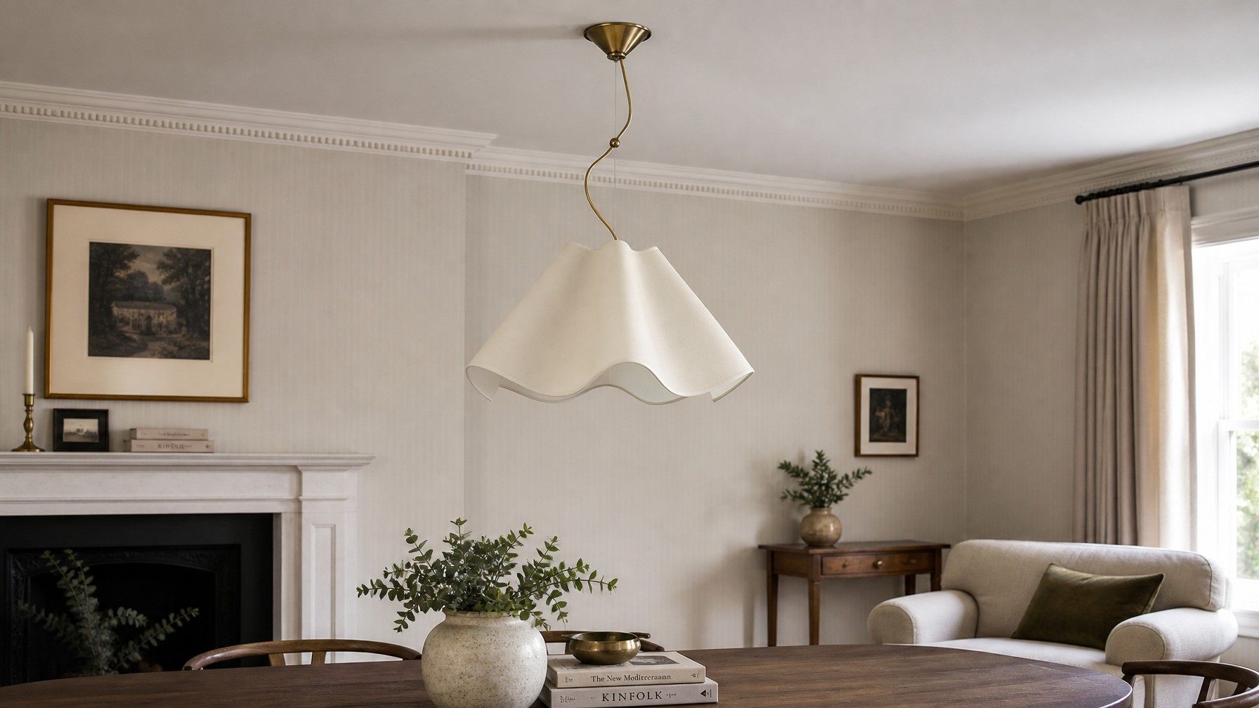 Oslan Scalloped Pendant Light in a living room