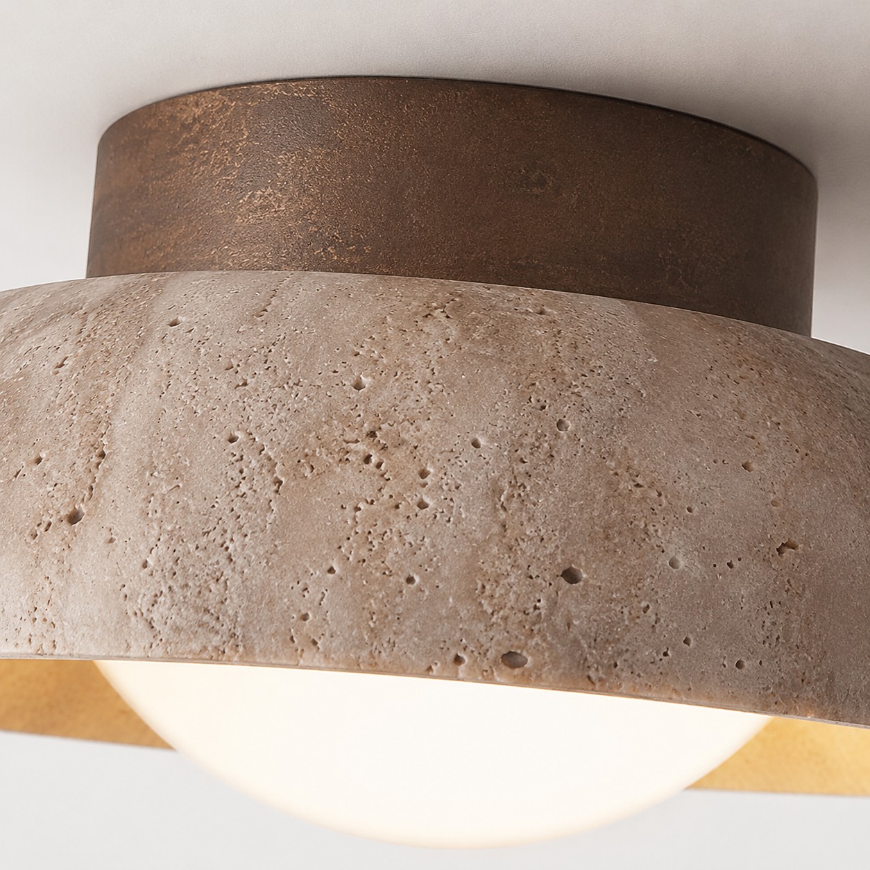 Close-up of travertine shade texture