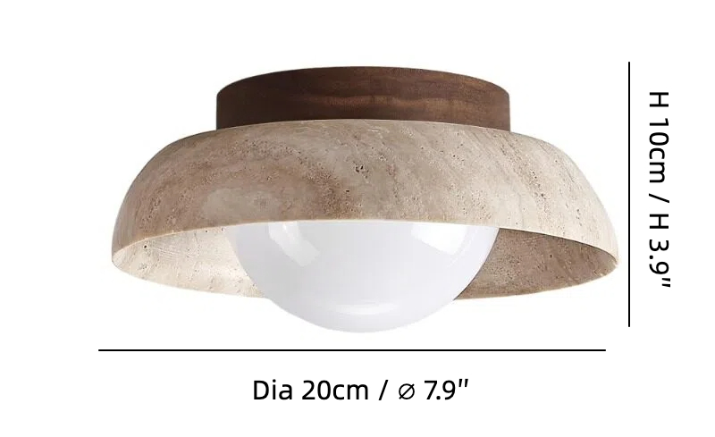 Travertine ceiling light size diagram