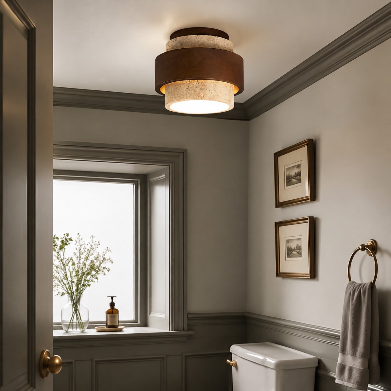 MokuStone plafondlamp in een badkamerscène