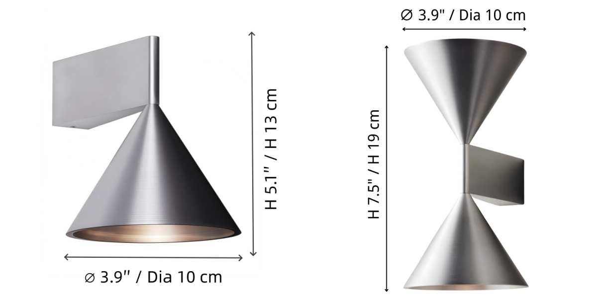 Metorq wall lamp dimensions diagram